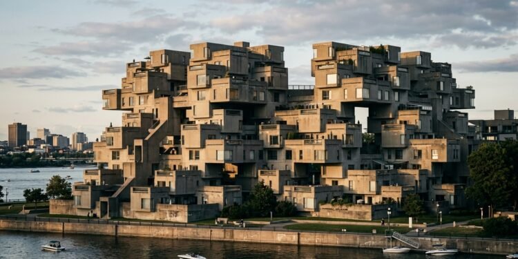 Centenas de caixas gigantes de concreto foram empilhadas como peças de Lego e viraram apartamentos com jardins suspensos
