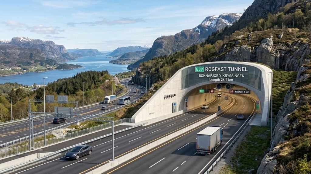 Túnel Rogfast na Noruega a 392 metros abaixo do mar