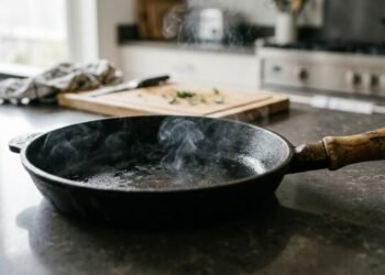 O choque térmico ao lavar a frigideira quente pode empenar o metal e estragar o revestimento