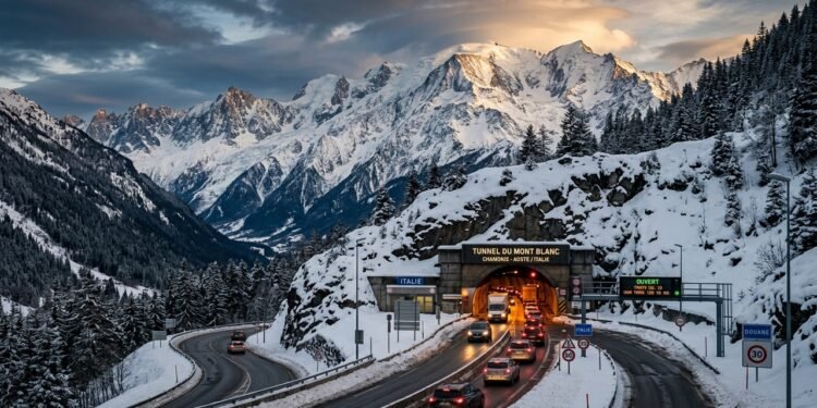 Túnel do Mont Blanc atravessa os Alpes entre França e Itália