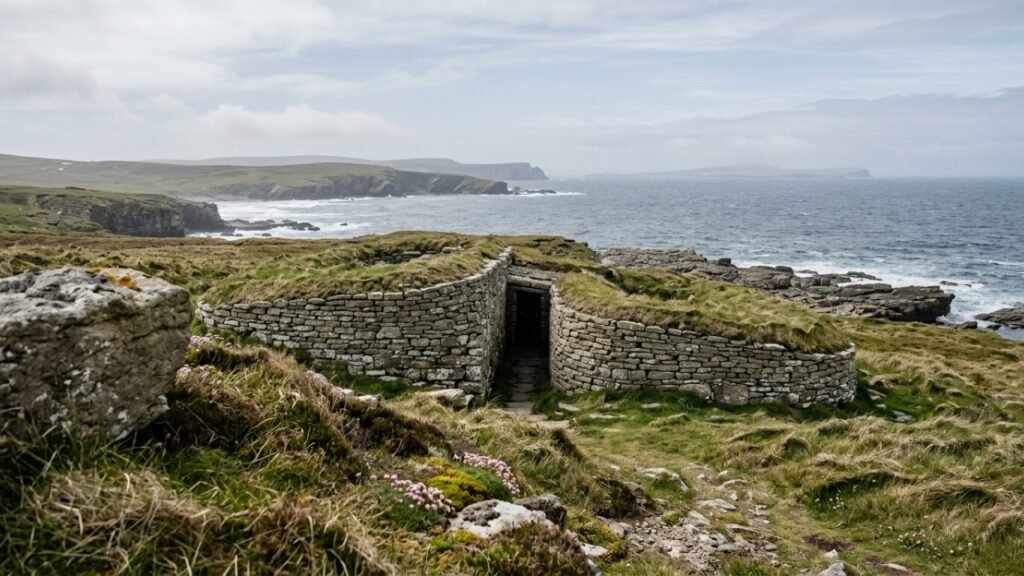 Casas neolíticas preservadas no Knap of Howar