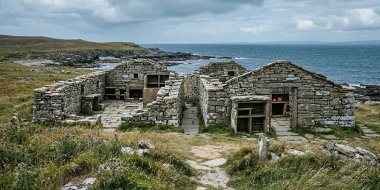 Casas neolíticas preservadas no Knap of Howar