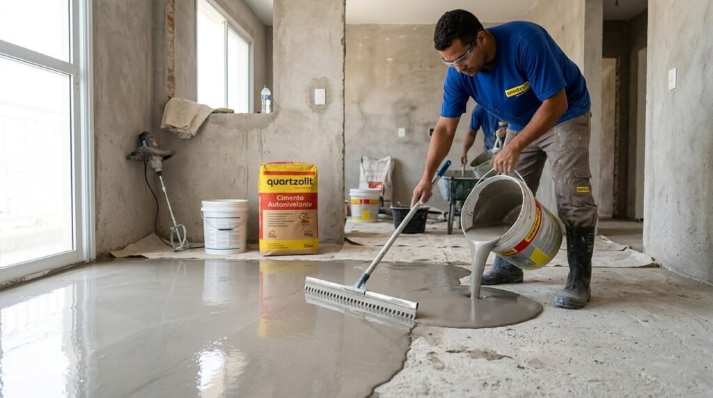 Argamassa autonivelante para base de pisos residenciais