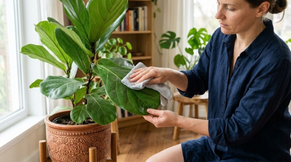 A higienização correta das folhas com água para manter a saúde e a beleza das plantas