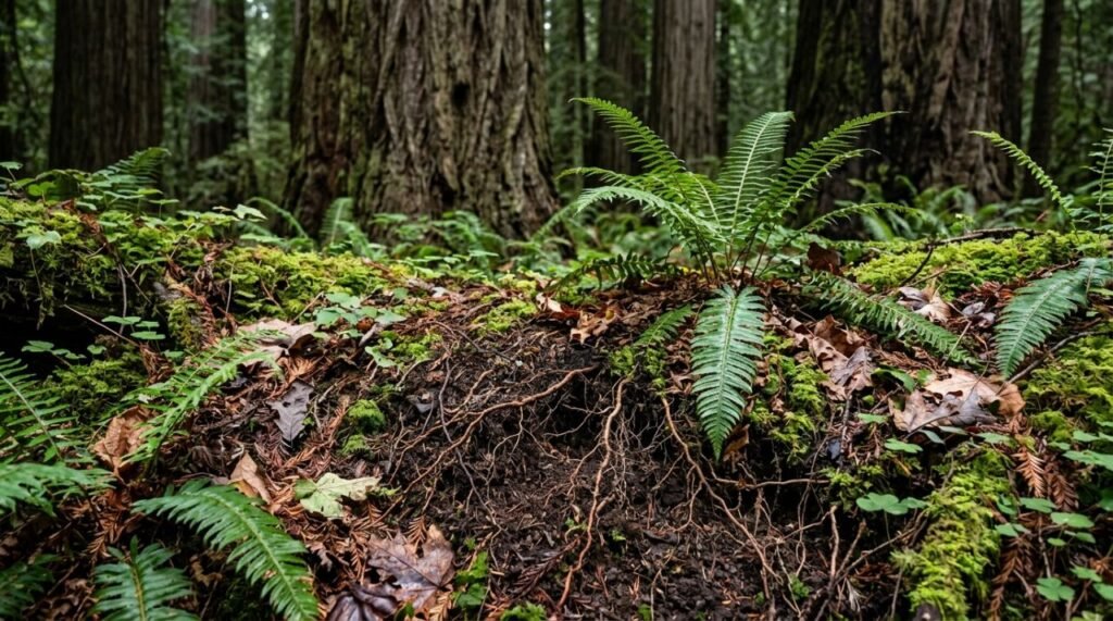 A estrutura do solo e o delicado ecossistema que sustenta as raízes das sequoias