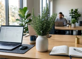 O vaso de alecrim Salvia rosmarinus no ambiente de trabalho e seus efeitos na concentração