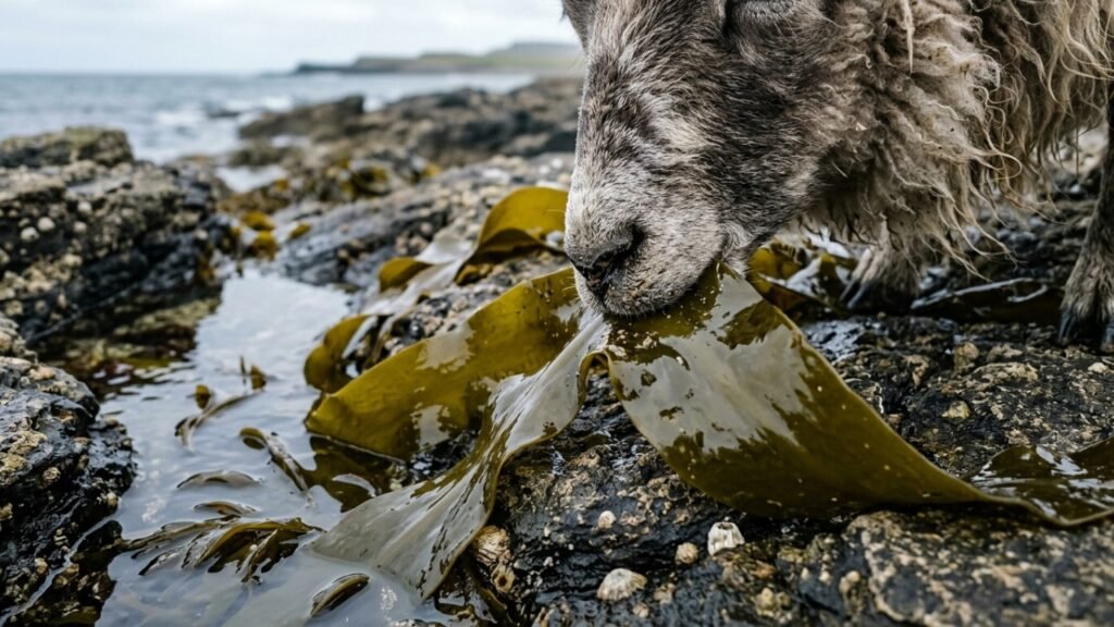 Ovelhas de North Ronaldsay vivem de algas cercadas por muro