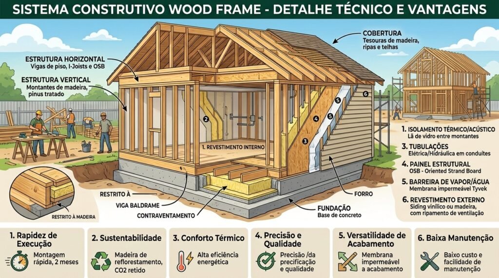 Construção de casas com o sistema Wood Frame