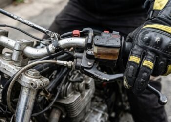 Fluido de freio da motocicleta e comando borrachudo