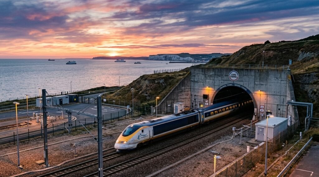 Eurotúnel atravessa o Canal da Mancha entre França e Reino Unido
