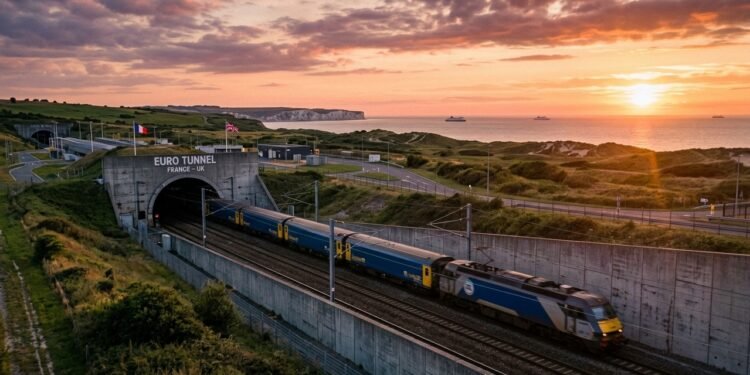 Eurotúnel atravessa o Canal da Mancha entre França e Reino Unido