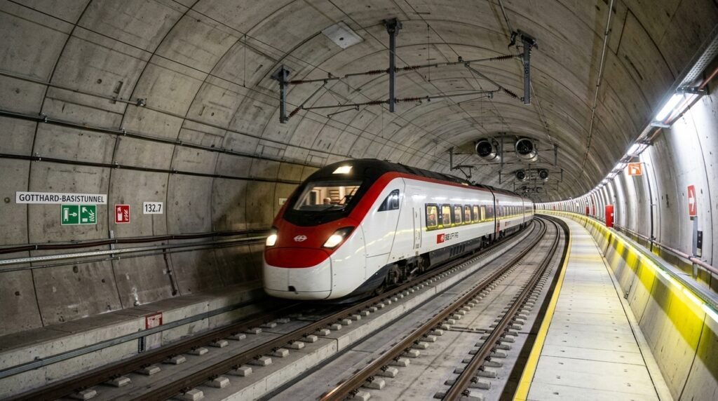 Túnel de Base de Gotardo cruza os Alpes suíços