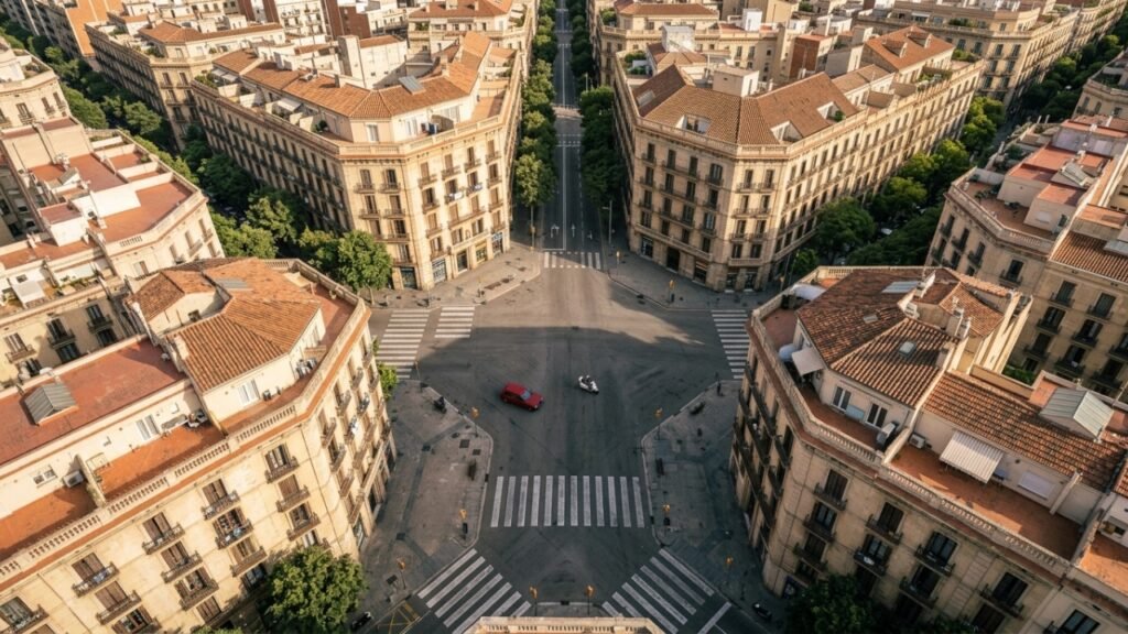 A geometria dos quarteirões do Eixample