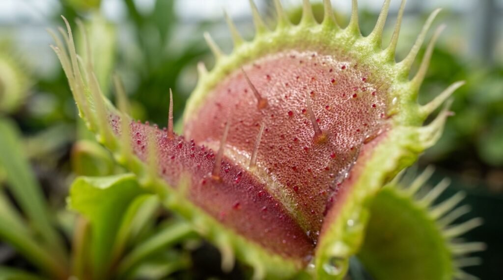 A anatomia dos pelos sensoriais que disparam os sinais elétricos da armadilha