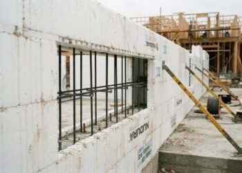 As peças leves continuam fazendo parte da parede depois que o concreto endurece