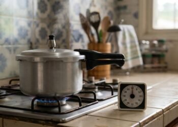 Depois que a pressão se forma, aumentar a chama não significa cozinhar mais rápido
