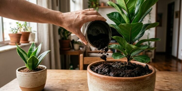 O erro com a borra de café que pode travar o crescimento das plantas dentro de casa