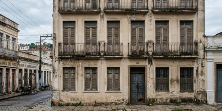 Prédio fechado mostra sinais de abandono no Centro de Vitória