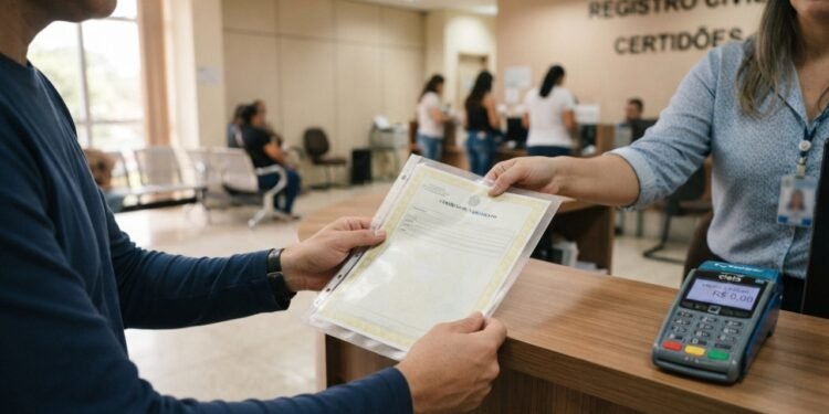 O cidadão não precisa pagar pela emissão inicial desses registros feita pelo cartório