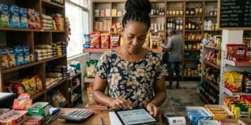 Microempreendedora organiza produtos e contas do próprio negócio