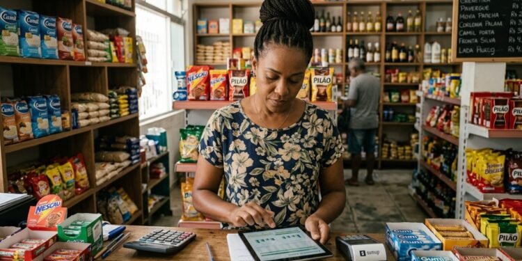Microempreendedora organiza produtos e contas do próprio negócio