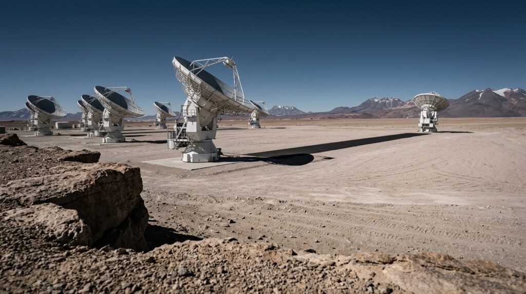 Como as 66 antenas do ALMA funcionam como um telescópio