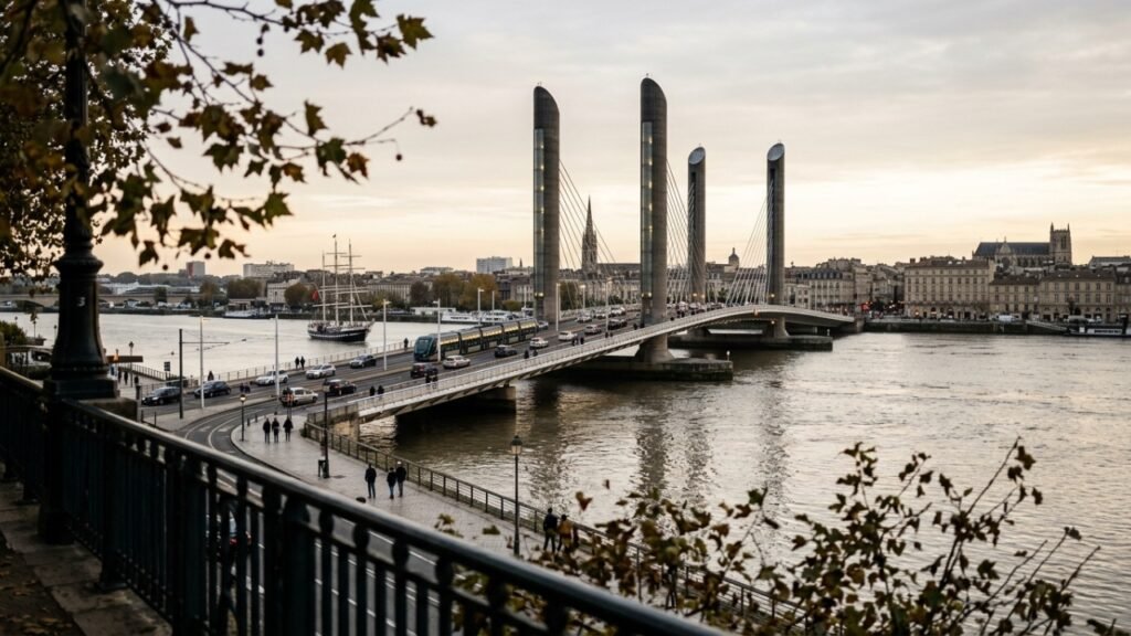 Como a ponte de Bordeaux sobe para liberar navios