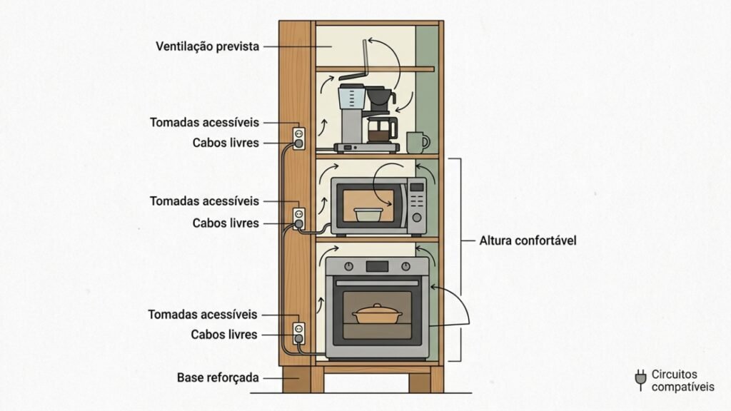 Móvel vertical libera a bancada dos eletrodomésticos
