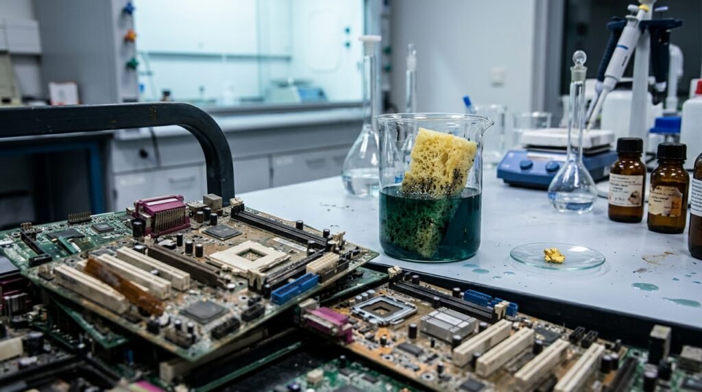 Como uma esponja de soro recupera ouro de placas antigas