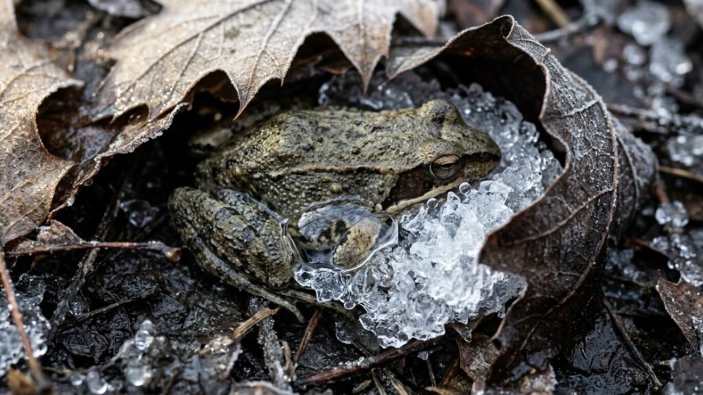 Como a rã-da-floresta sobrevive congelada durante o inverno
