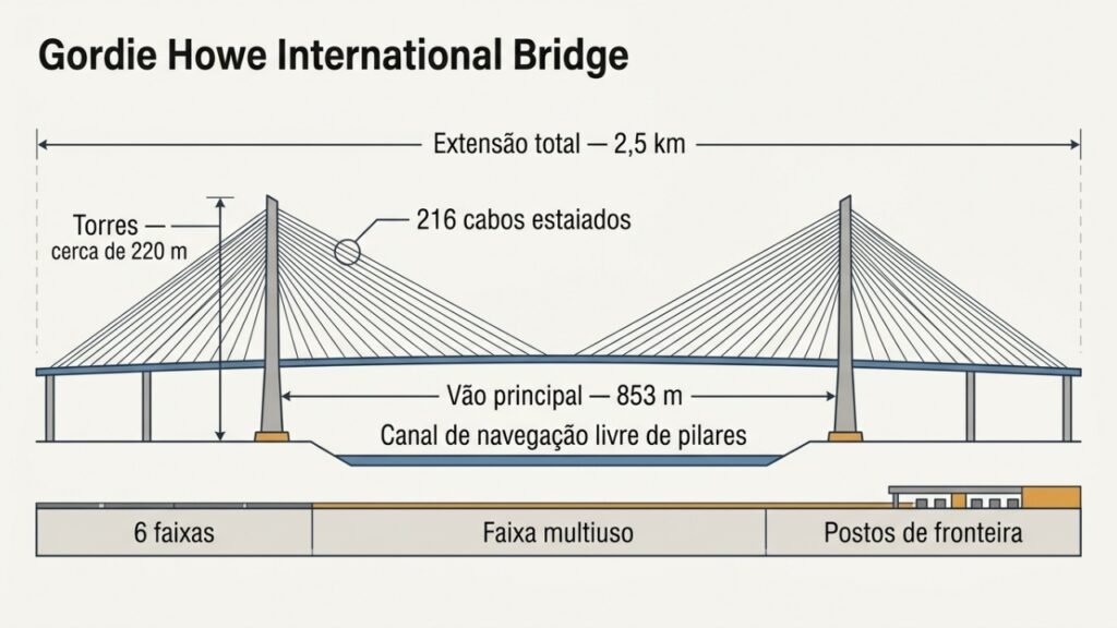 Ponte de 2,5 km liga Canadá e Estados Unidos