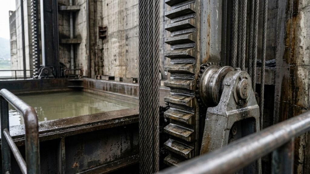 Como o elevador de navios das Três Gargantas ergue embarcações dentro de uma caixa d’água