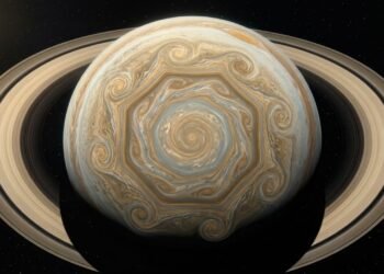 Hubble identifica onda de 10 lados no polo sul de Saturno