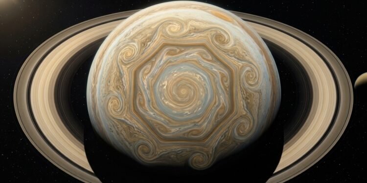 Hubble identifica onda de 10 lados no polo sul de Saturno