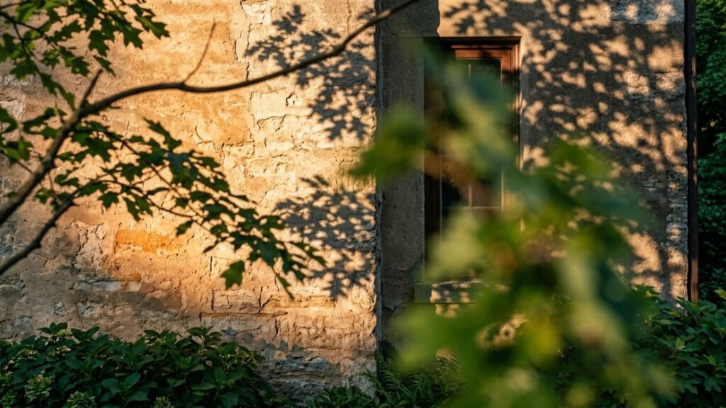 Sombra estratégica com árvores para resfriar a fachada