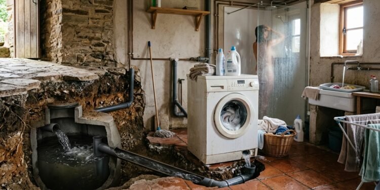 Uso de água e sobrecarga em casas com fossa