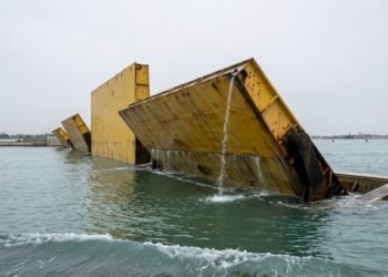Como o sistema MOSE levanta comportas para fechar a lagoa temporariamente
