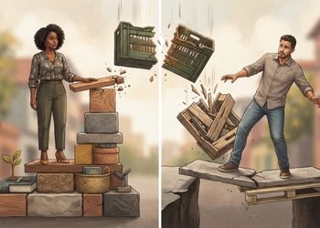 A imagem da corda representa situações em que as consequências acabam recaindo sobre quem possui menos força