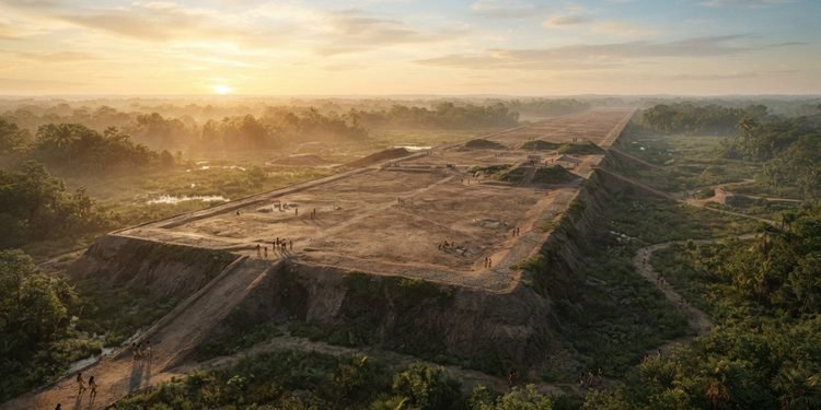 O desenho da construção parece transformar ideias sobre o cosmos em uma estrutura visível na paisagem