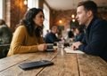 Esconder a tela reduz a chance de notificações visuais interromperem o fluxo da conversa