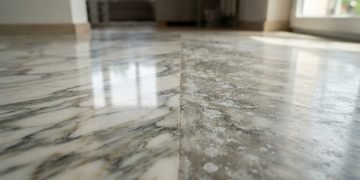 Fotos feitas antes e depois do serviço podem mostrar quando as manchas apareceram no piso