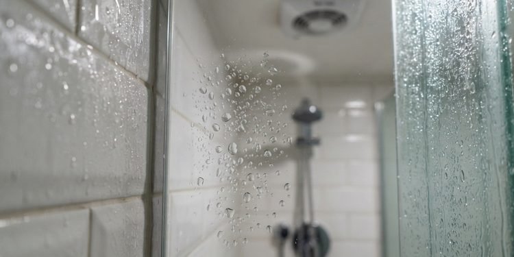 O vapor não desaparece imediatamente quando o chuveiro é desligado