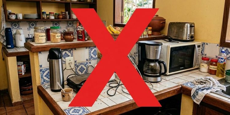 Nichos e módulos próprios ajudam a concentrar os aparelhos sem ocupar toda a área de preparo