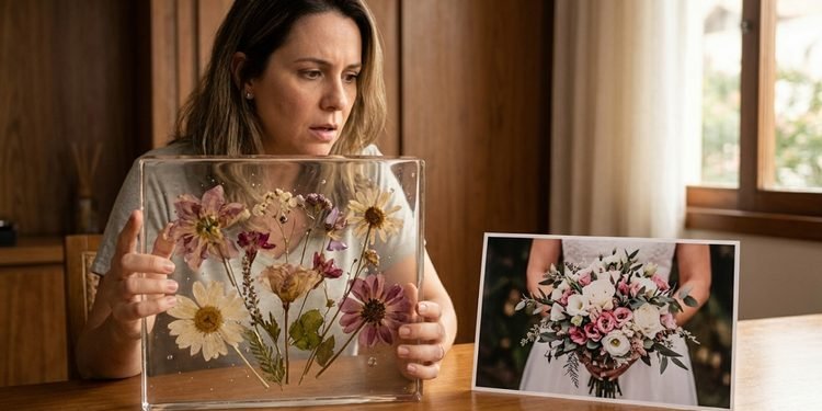 Fotos do buquê antes da entrega podem ajudar a identificar claramente quais flores deveriam estar dentro da peça