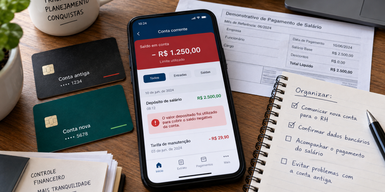 O pedido de alteração pode mostrar quando os novos dados bancários foram enviados para a empresa