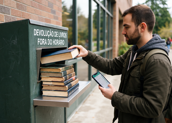O histórico da conta mostra quando os livros continuaram aparecendo como emprestados