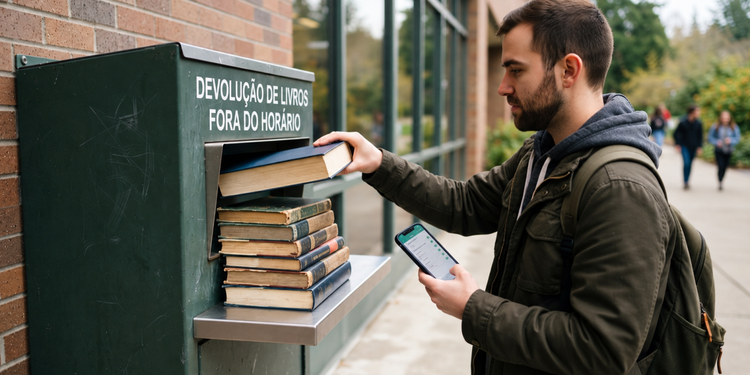 O histórico da conta mostra quando os livros continuaram aparecendo como emprestados