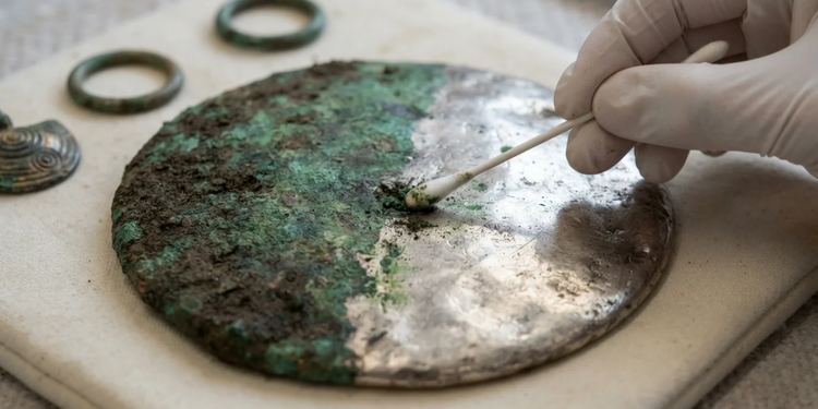 A aparência das peças mostra como artesãos conseguiam alterar visualmente o bronze com técnicas específicas