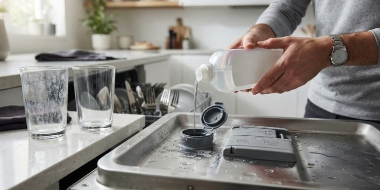O produto ajuda a água a escorrer da superfície com mais facilidade durante a etapa final do ciclo