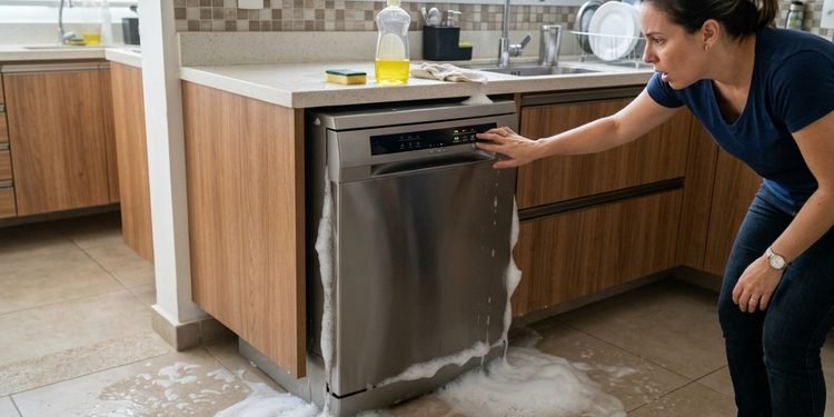 O detergente usado na pia produz um tipo de espuma que não combina com o funcionamento da máquina